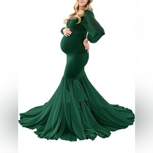 Elegant Green Maternity Gown